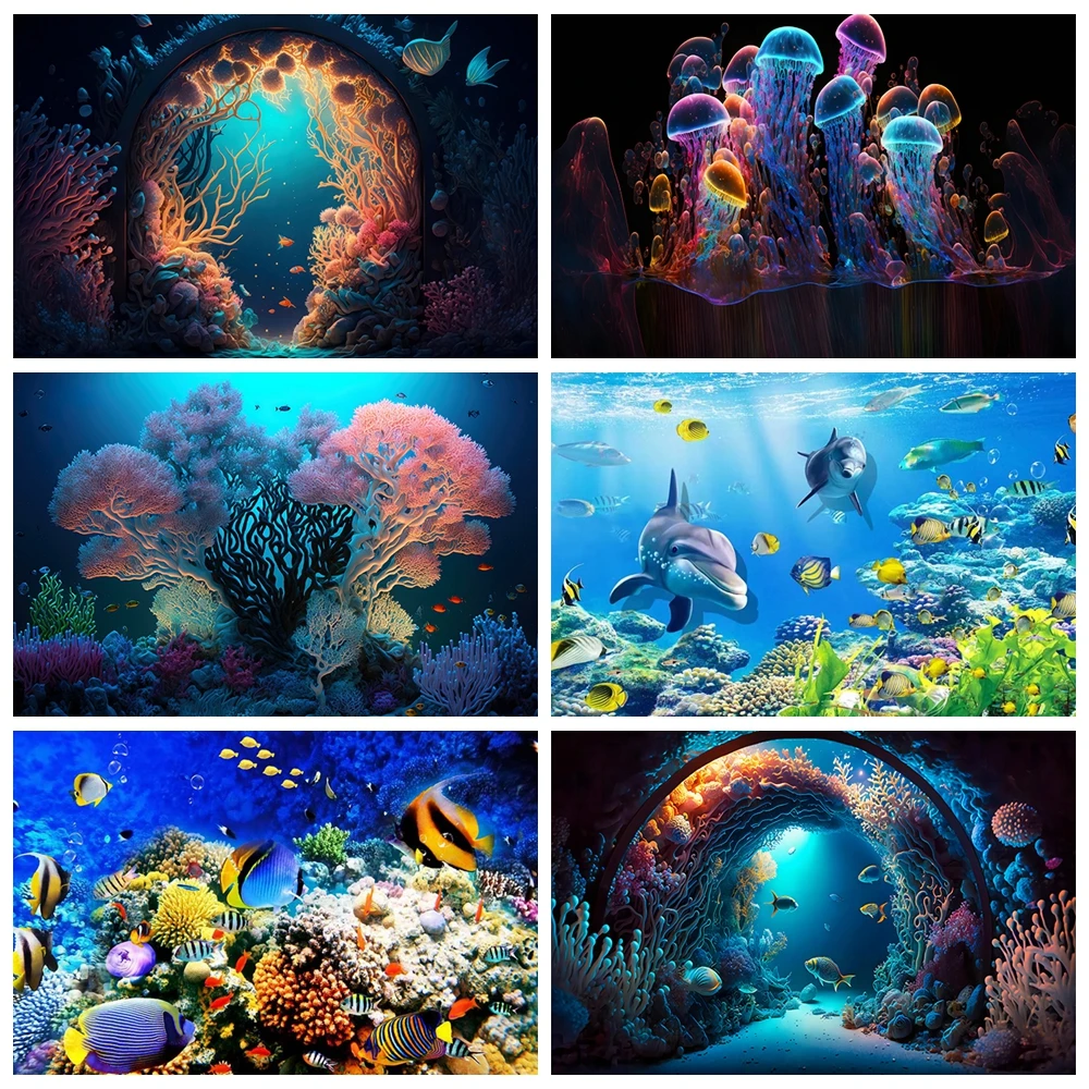 Photography Background Ocean Bottom Fish Jellyfish Aquarium Landscape Photography Background Photo Decoration Props Photo Studio