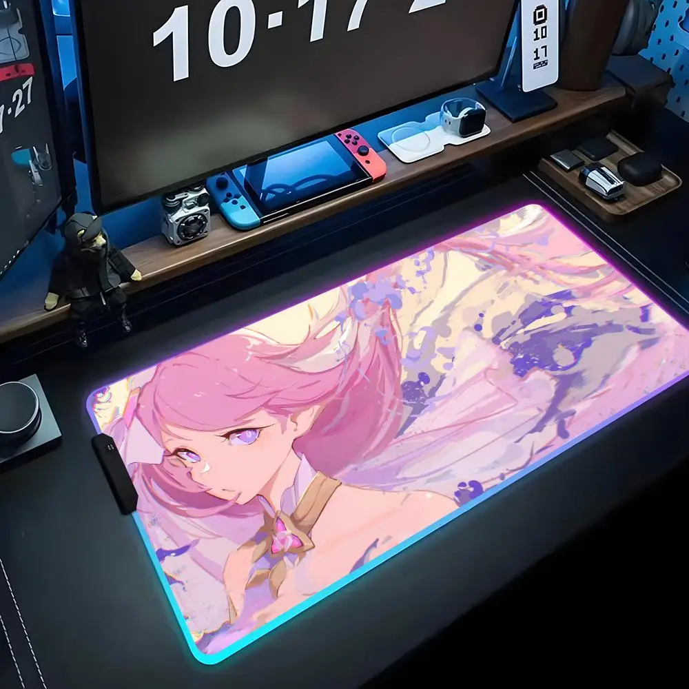 

elysia Mouse Pad RGB Gaming Mousepad Big LED Pad PC Desk Mat Luminous Mouse Pad Large Keyboard Mats Table Rug With Backlit