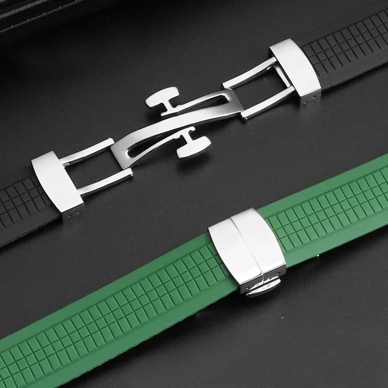 Soft Rubber Watch Band Aquanaut Fits For Patek Philippe Silicone 5164A 5167A 5168A 21mm Folding Buckle High Quality Watch Strap