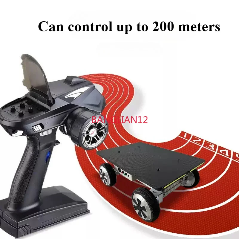 

Flat electric remote control vehicle chassis wheeled heavy load independent steering 4-wheel drive metal handling tool vehicle