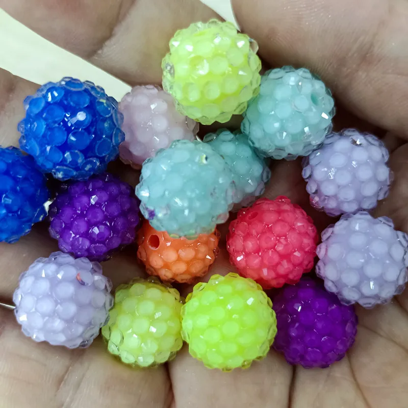 100Pcs 16mm Transparent Resin Diamond Beads DIY Handmade Bead Pen Phone Chain Baeadable Keychain Jewelry Making Accessories