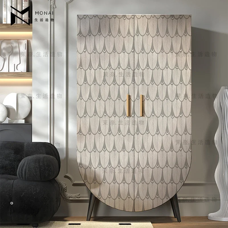GZ-1   French retro engraved pattern wardrobe living room decorative side cabinet locker