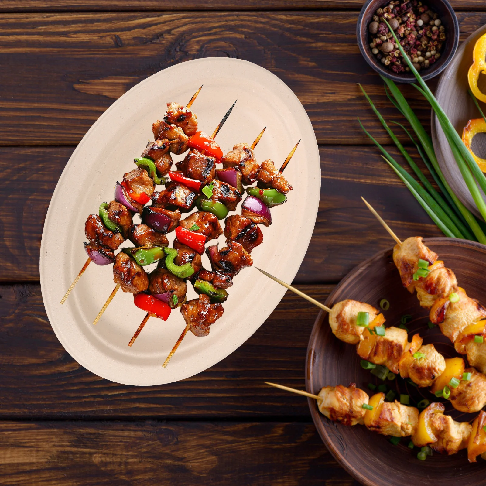 

50Pcs Oval Paper Plates Disposable Party Tableware Multi-Function Dinner Plate Fruit Dessert Cake Plate Festival Food Party