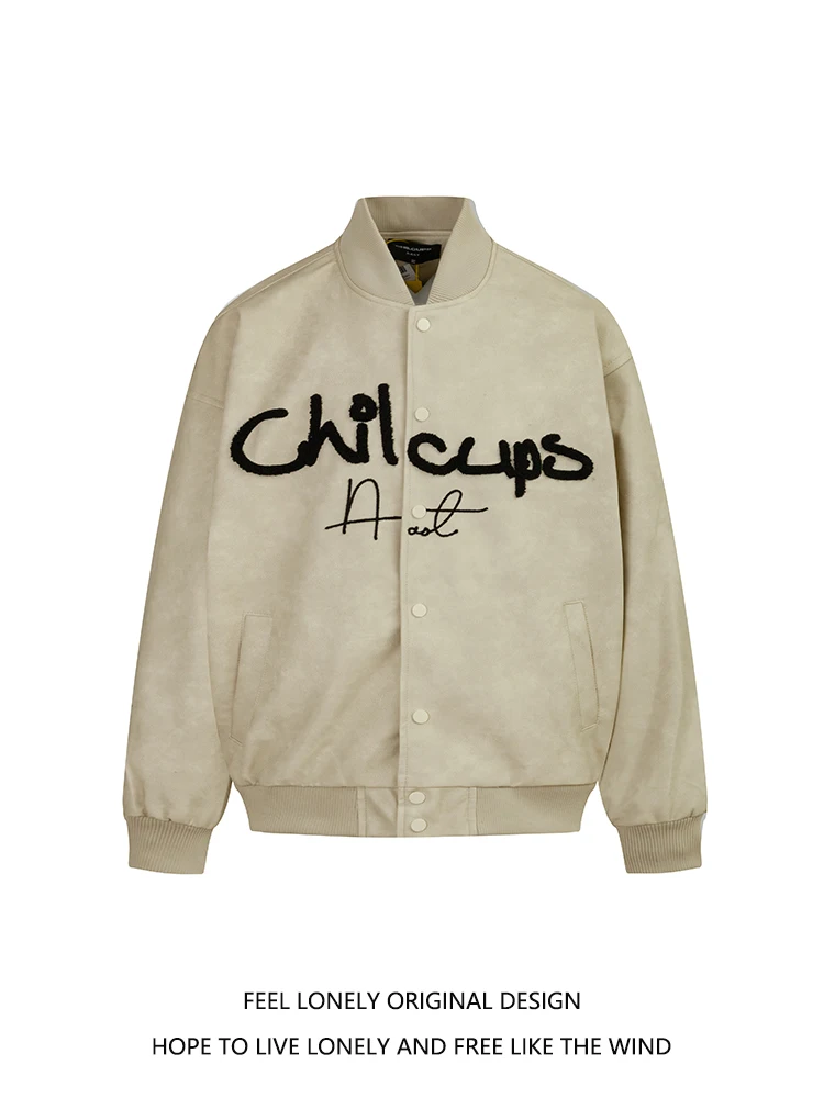 

Полотенца, окрашенная буквами бейсбольная куртка из искусственной кожи для мужчин и женщин, верхняя одежда, пальто, повседневное ветрозащитное пальто, свободная посадка, осенняя одежда