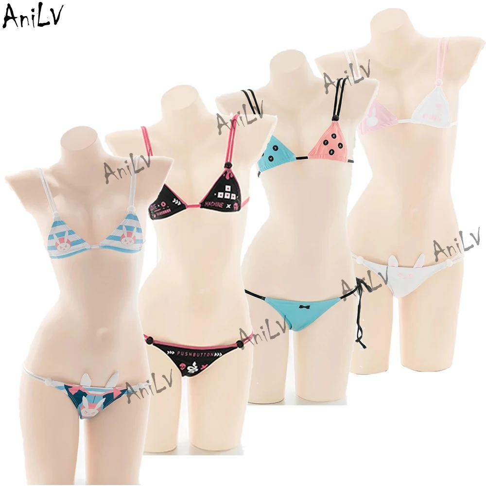 AniLV Anime gra strój kąpielowy bikini seria jednolite Cosplay impreza przy basenie plaża kobiety DVA konsola drukuj krowa stroje kąpielowe stroje