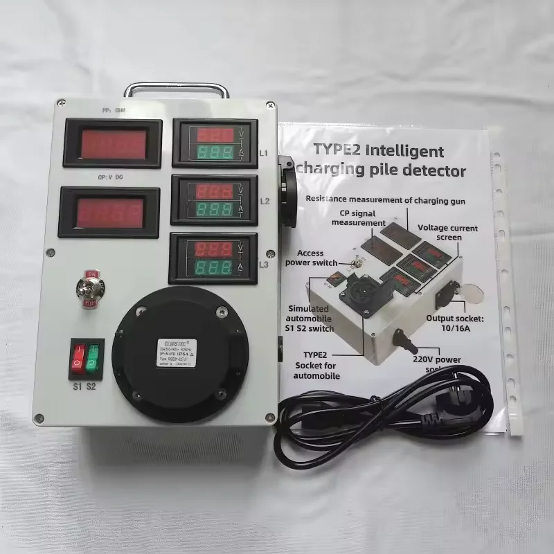 

Portable AC EV Charger Tester 220v 380v GBT SAE IEC Type 2 Type 1 EV Charging Stastion Tester