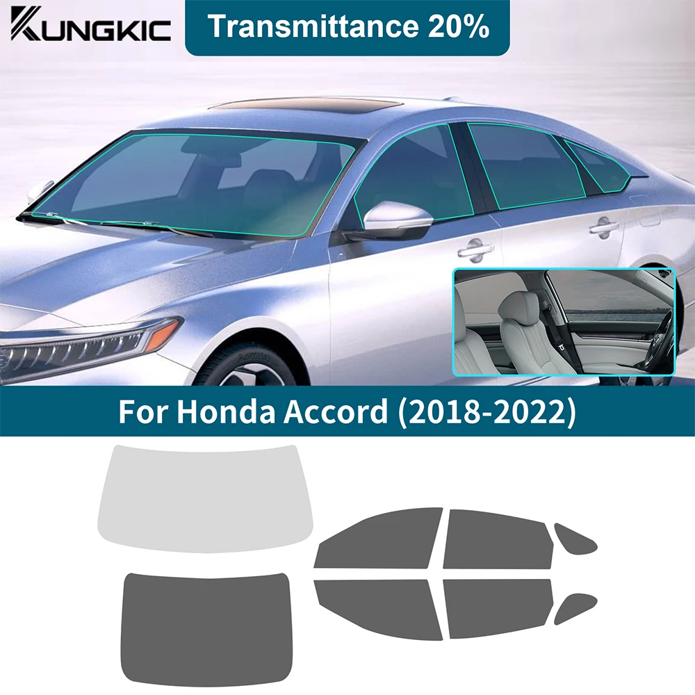 

For Honda Accord 2018 2019 2020 2021 2022 Pre Cut All Sides Window Film Tint Shade % Window Foils Solar Privacy UV Protection