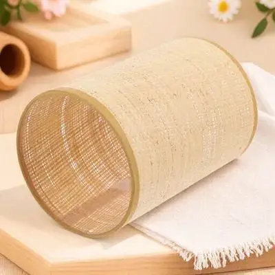 Pantalla decorativa de ratán, pantalla de lámpara de mesa tejida rústica para dormitorio, comedor, cafetería, decoración del hogar, cubierta de lámpara