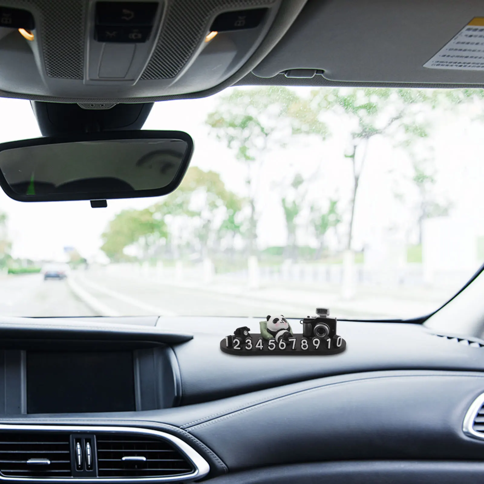 

1Set Cute Panda Car Parking Temporary Phone Number Display for Vehicles Dashboard Interior Decoration