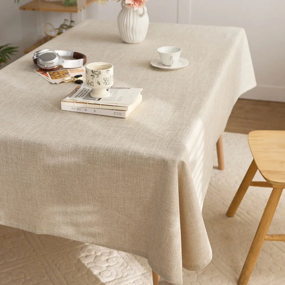 Beige Tablecloth Minimalist Ins Style Washable Anti-Stain Dining Table Cover Decorative Rectangular Tablecloth for Home Kitchen