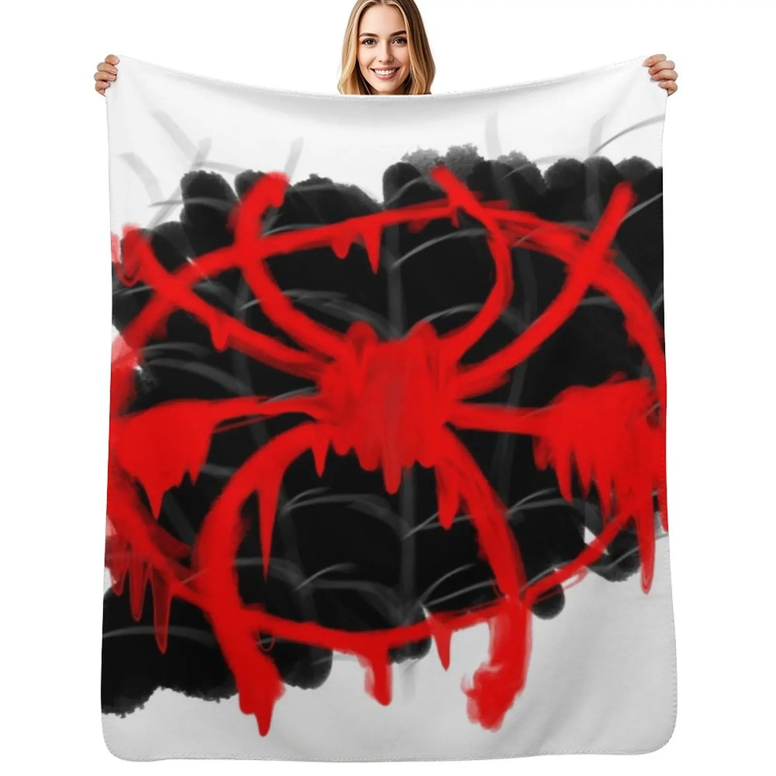 

Red Spray Painted Spider Throw Blanket Single Polar Luxury Thermals For Travel Blankets