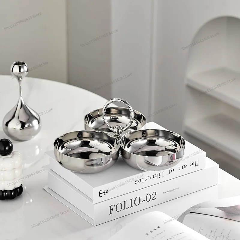For stainless steel snack bowl living room coffee table fruit plate candy snack plate dried fruit bowl ornament