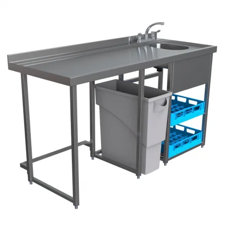 Stainless Steel 201 Commercial Bar Glass Washing Station with Backsplash