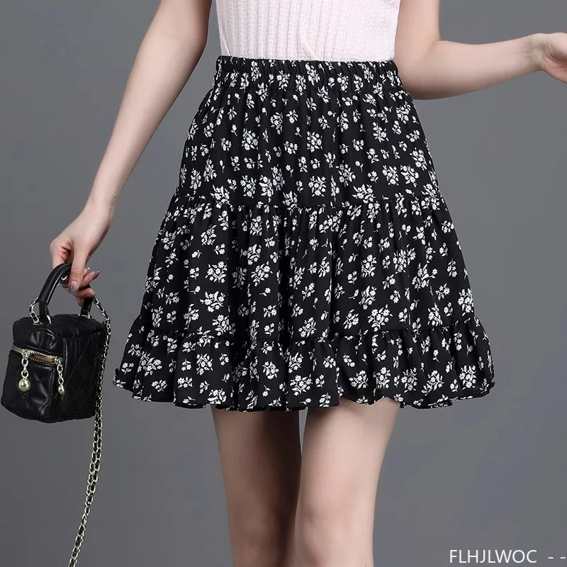 Chic Korea Clothes Summer Women Japan Style Cute Sweet Girls Y2K Holiday Date High Waist Retro Vintage Ruffles Mini Skirts