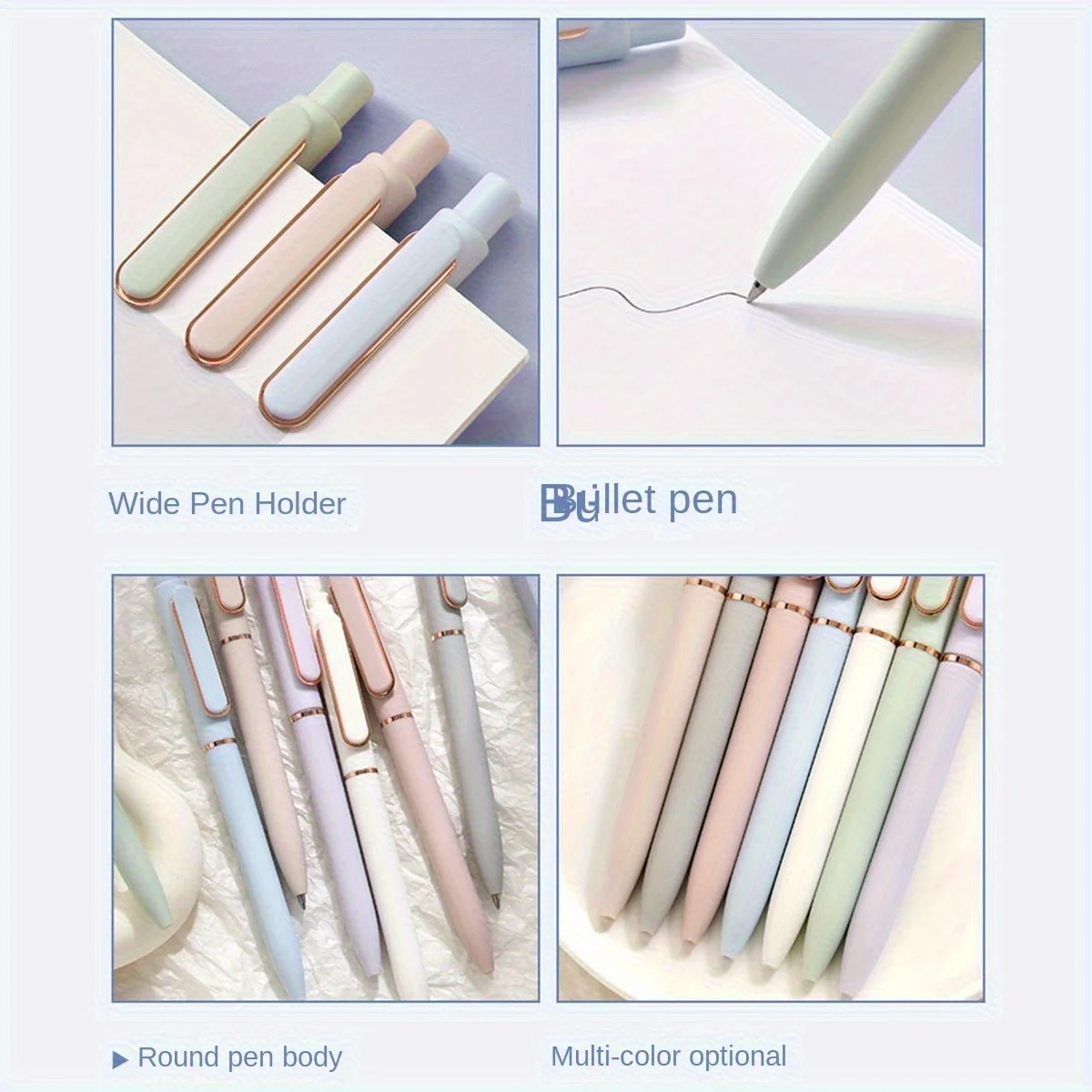 5 Stück ästhetische Stifte, Click-Typ, weiche Gelstifte, 0,5 mm feine Spitze, schwarze Tinte, Kawaii-Briefpapier, Tagebücher, Büro, Schulbedarf – Detail 7