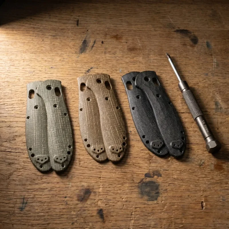 1 Pair of screw-equipped knife handle patches made of micarta folding knife handle replacement parts  Suitable for BM551 knives