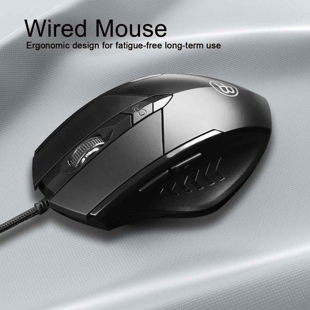 Wired Ergonomic Gaming Mouse,RGB Light,Adjustable DPI,Plug and Play,for Laptop PC,Black & Gray Options