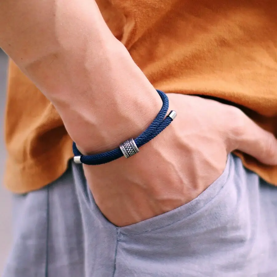 2024 nový minimalistické šňůra řetízek náramek unisex vintage stříbro barva vikingové příslušenství nastavitelný lano braclet makramé braslet