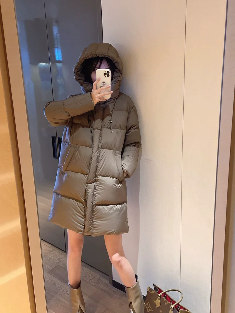 2025 winter new style jacket, loose fit, large size, mid-length, duck down jacket for women