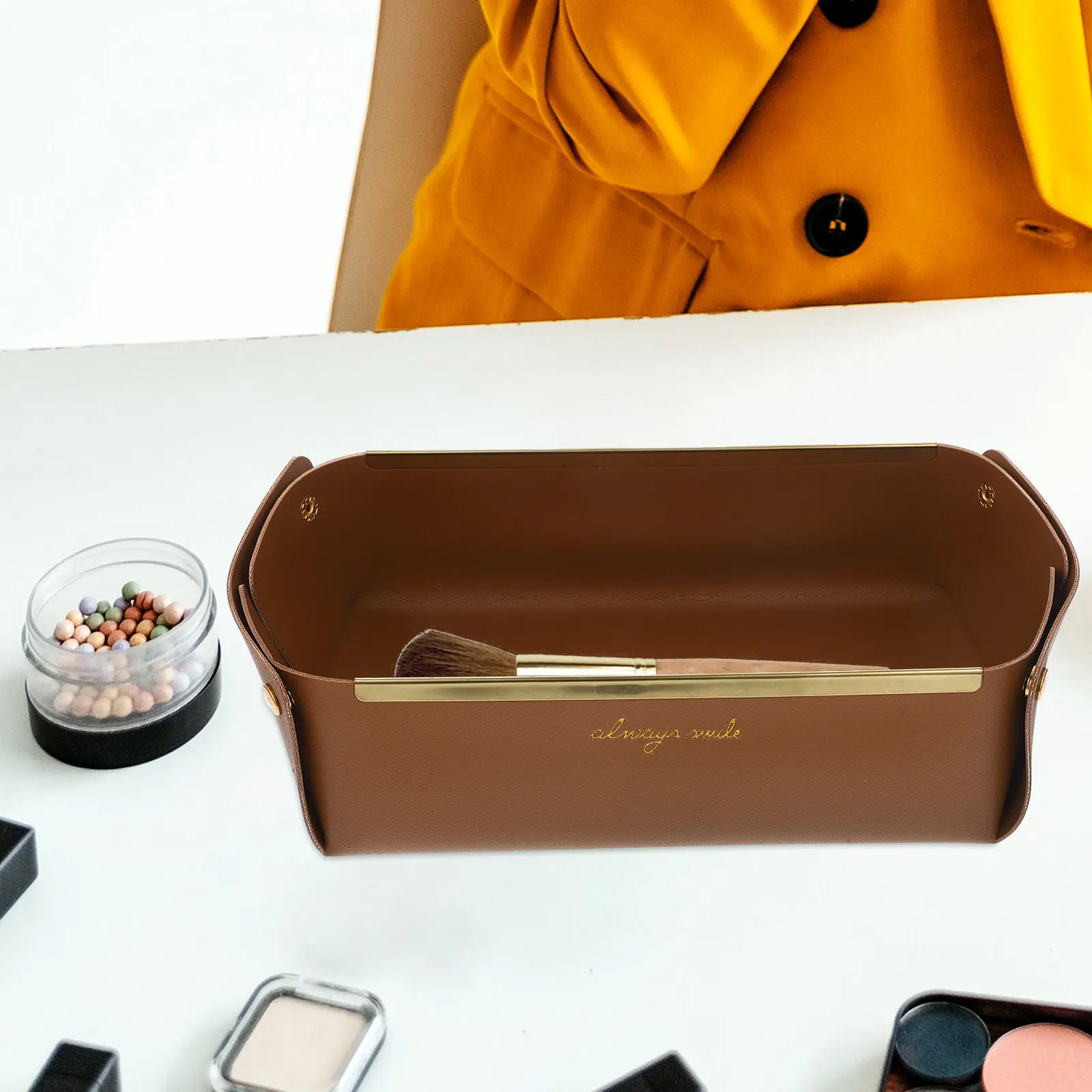 PU Jewelry Tray Decorative Storage Plate Multi-Functional Key Holder Jewelry Display Tray for Desktop Organizing