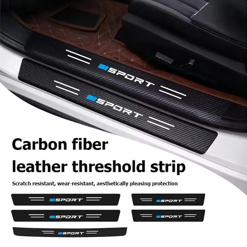 Two Blue Sport Car Threshold Strips, Anti-Step Protection Strips, Trunk Anti-Scratch Stickers, Protective Strips, Interior Welcome Pedal Modification and Decoration Accessories