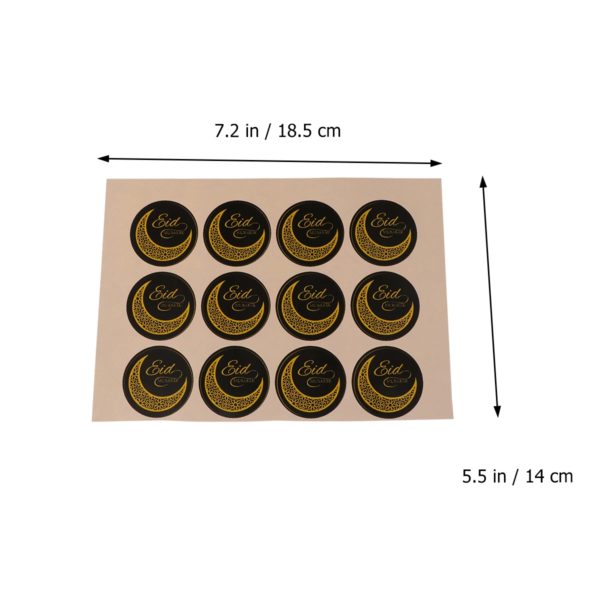 

120pcs Paper Stickers Eid Mubarak Letters Decor Cards Gifts Sweet Cones Chocolate Coins Adhesive Round