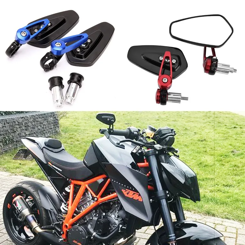 Universal Motorcycle 22mm Bar End Side Rearview Mirror 2Pcs Aluminum 7/8