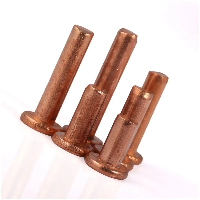 Red Copper Solid Flat Head Rivet Self-plugging Percussion Hand Knock Rivets Solid M1.5 M2 M2.5 M3 M4 M5 M6 M8