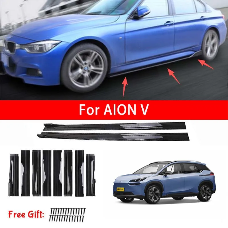 For AION V Car Side Skirt Splitters Extended Side Spoiler Sport Body Kit Bumper Lip Modified Parts 8Pcs