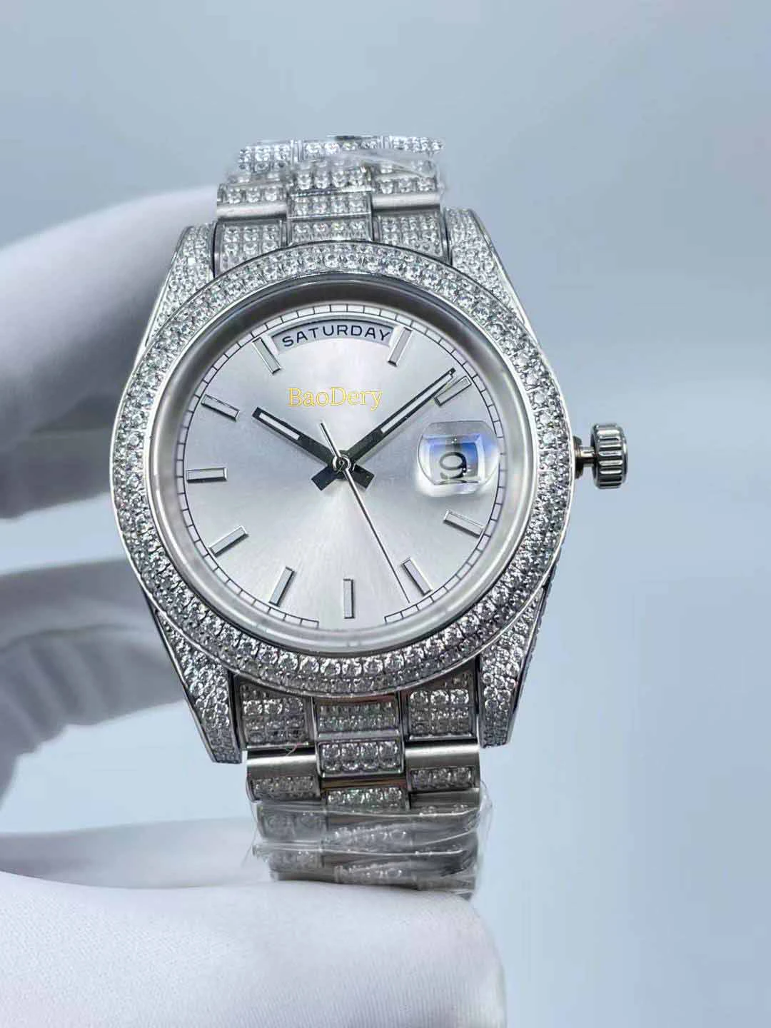 Custom Logo41mmmen's luxury watch, diamond watch, mechanical movement, hot selling product, best gift for men