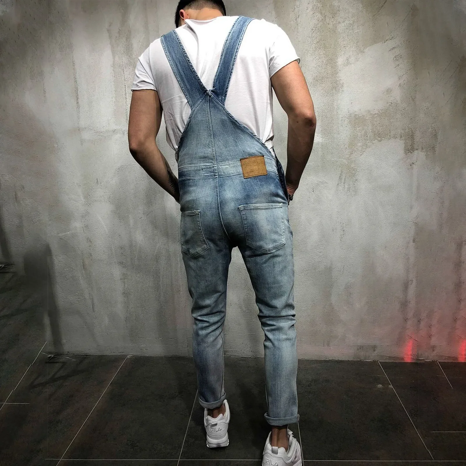 Men Jumpsuits Ripped Cargo Jeans Jumpsuits Distressed Denim Bib Pants Overalls Man Slim Knee Ripped Suspender Pants ZL277