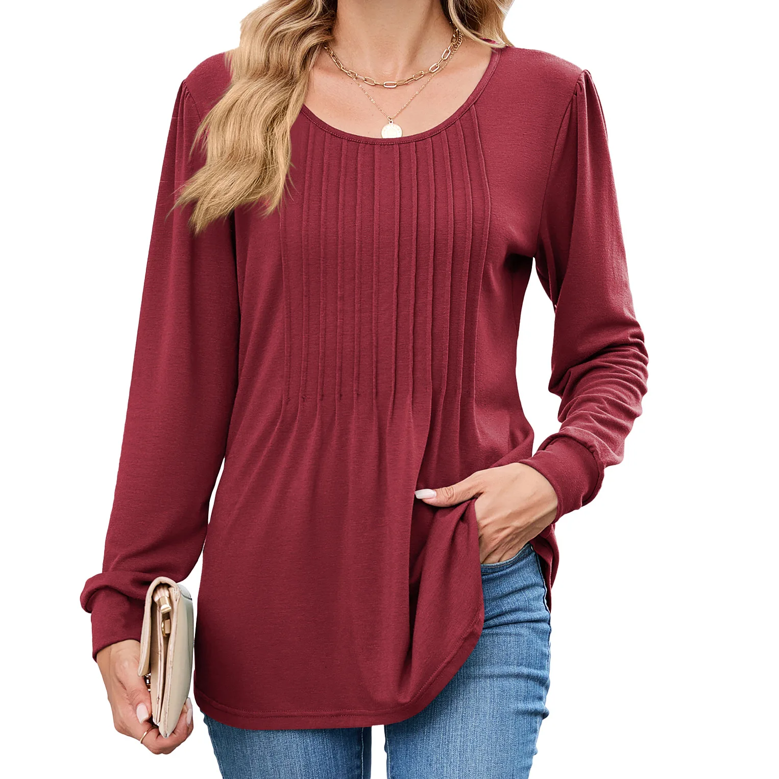 

Женский свитер с длинным рукавом, рубашка, топы