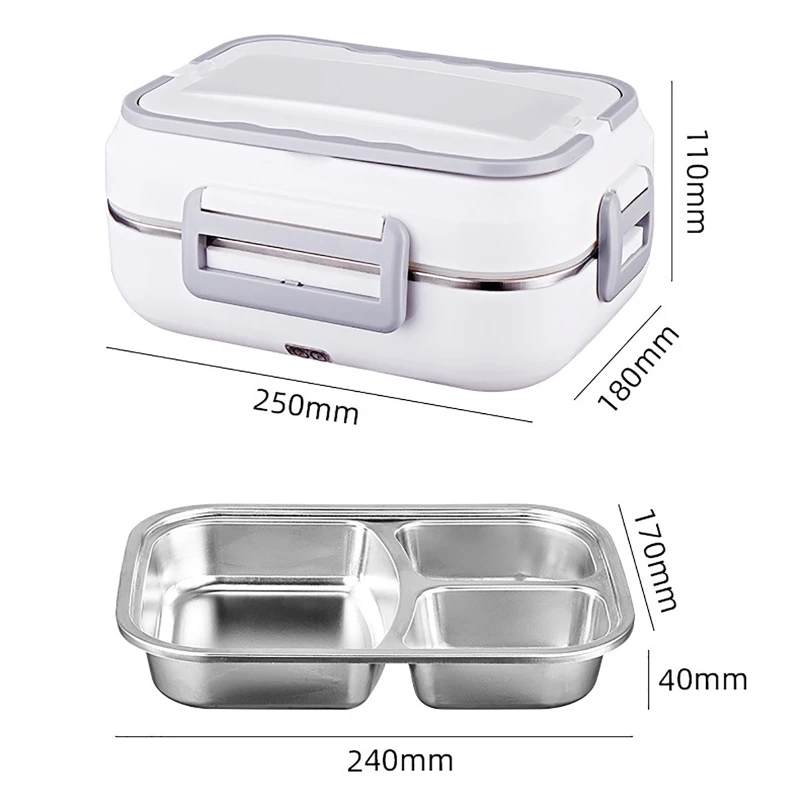 2 in 1 Car Home Electric Lunch Box 220V 12V 24V EU Plug Heating Food Warmer Heater Container Portable Office Travel Set