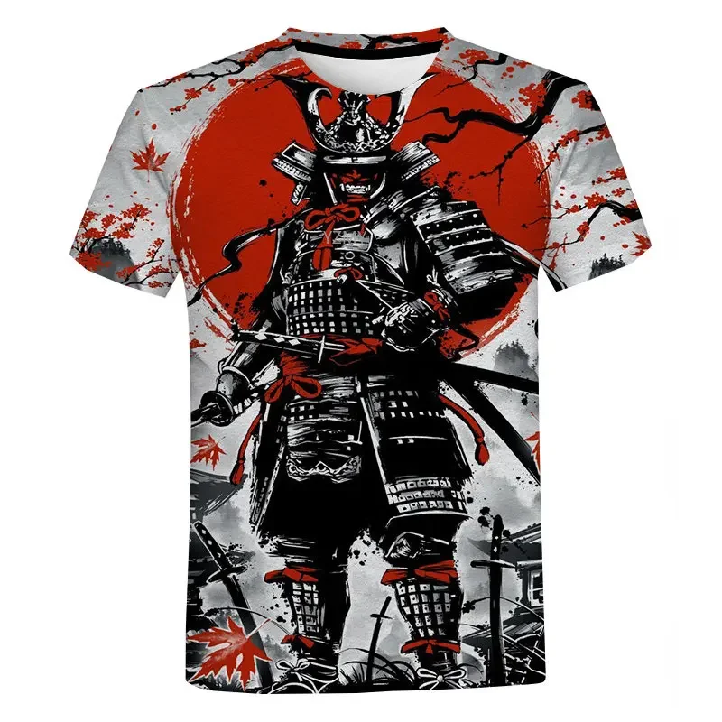 Men 3D Print Japan Ninja Style T-shirts Street Hip Hop Short Sleeve Streetwear Tees Vintage Samurai Men's Tops