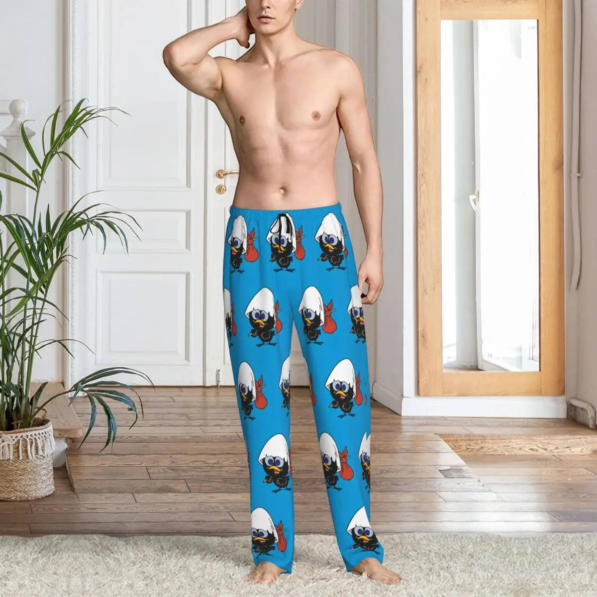 Custom Calimero Pajama Pants Men Cute Cartoon Sleepwear Lounge Sleep Bottoms Stretch with Pockets view 6
