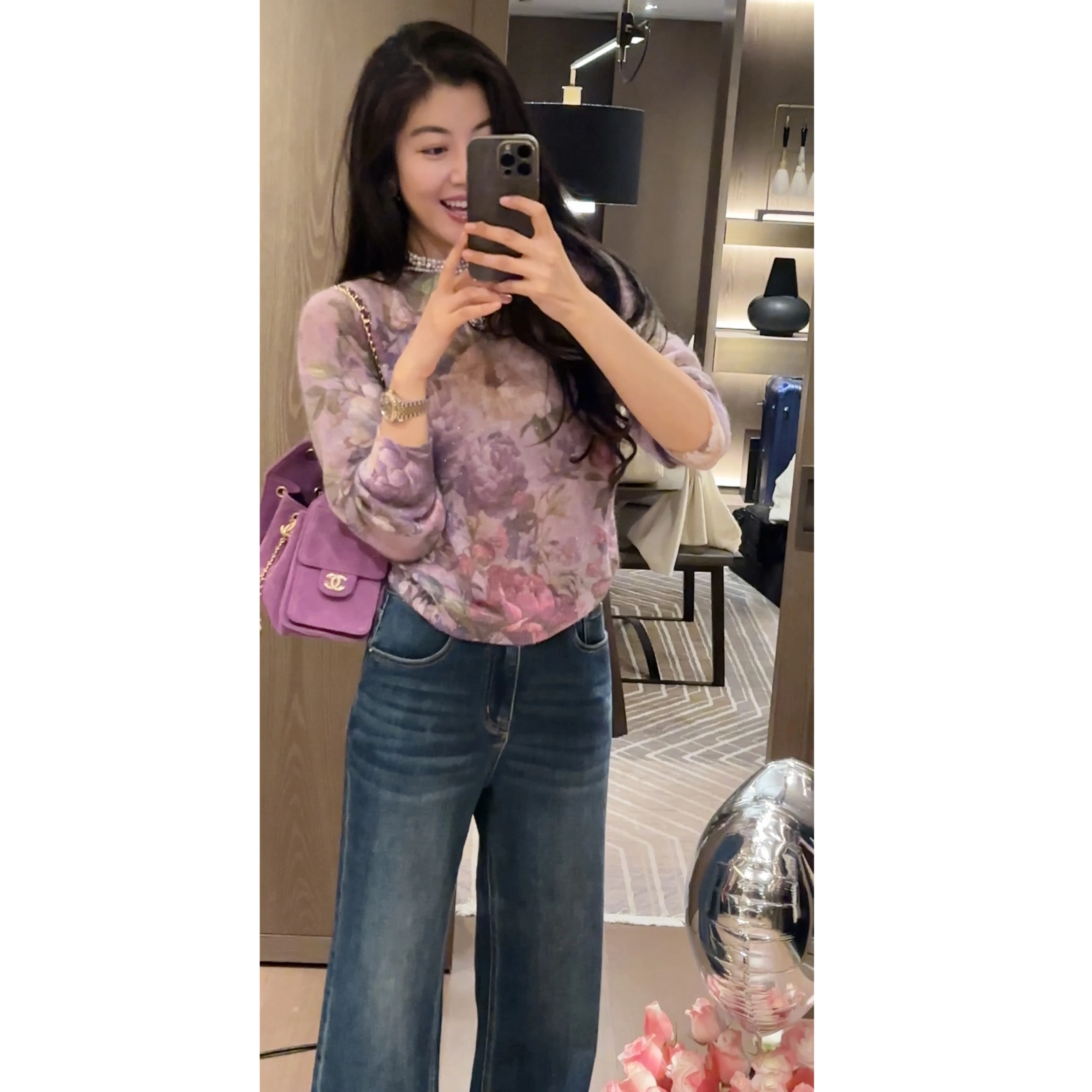 

Женский модный полупрозрачный свитер-худи NCOU из смесовой шерсти с пайетками, коллекция Весна 2026