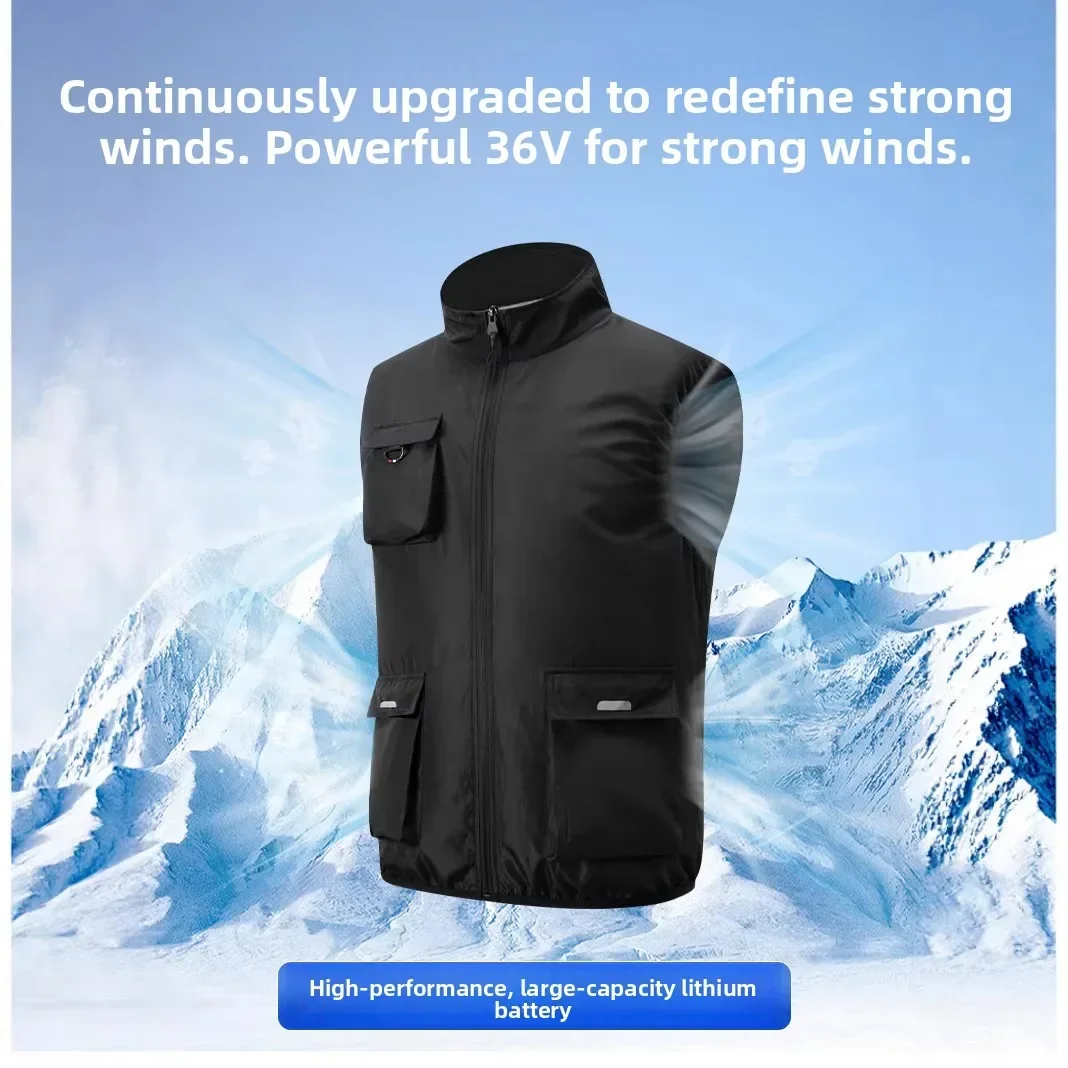 5V Fan Cooling Vest for Men, Blue Air Conditioned Work Vest with Dual Fans, Summer Outdoor Cooler Clothing