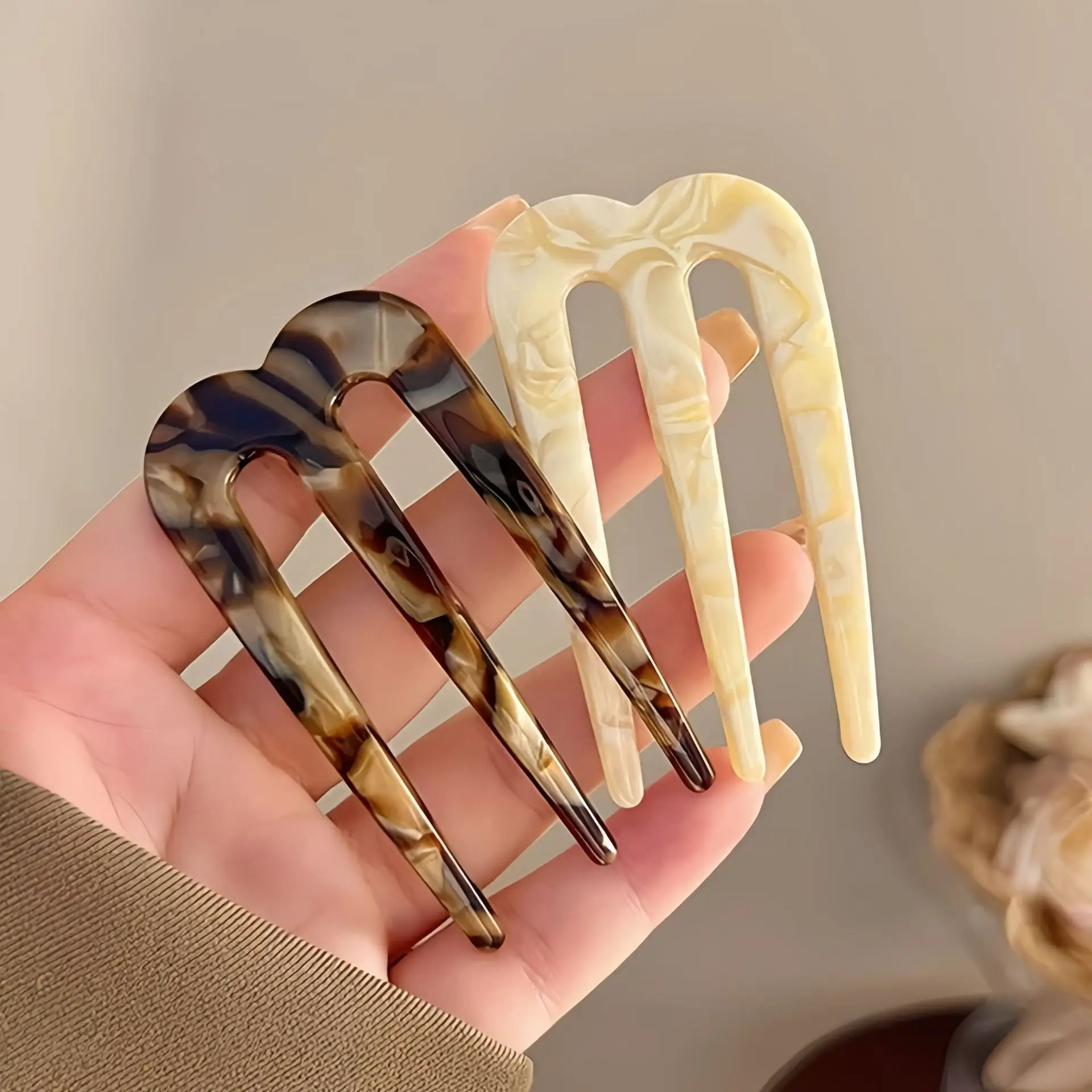 1 pieza, nuevo estilo, peine de inserción de tres dientes, horquilla en forma de U, horquilla, herramienta de estilismo para moño perezoso, horquilla simple