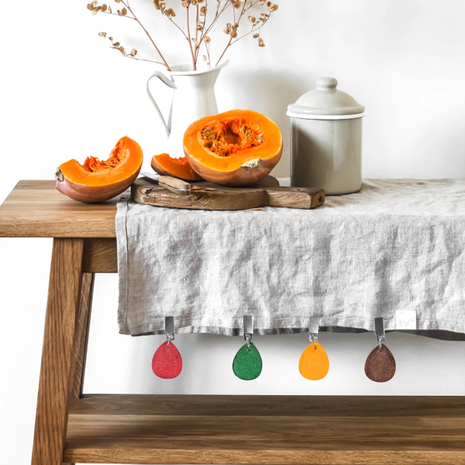 

4pcs Tablecloth Weights With Clips Sturdy Stone Stainless Steel Decorative Outdoor Windproof Camping Table Cloth Weight Reusable