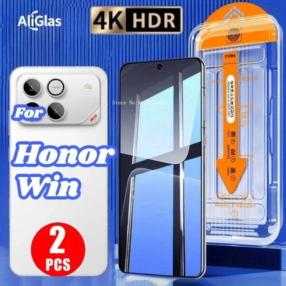 

2 Pcs Premium Tempered Glass Film for Honor Win Series HD Clear Glossy Screen Protector for Huawei Honor Win Anti Dust One Click