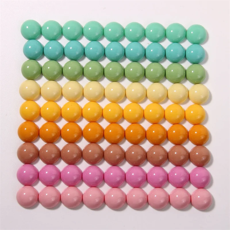 Summer style 100pcs/lot 16mm color print geometry rounds shape resin cabochon beads diy jewelry garment accessory