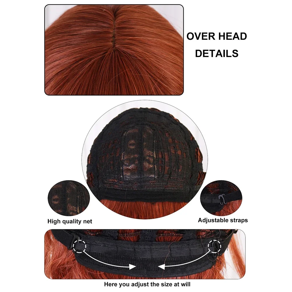 شعر صناعي كوسبلاي من الأربعاء آدامز مع غرة، ضفائر مزدوجة باللونين الأسود والبني، باروكات مناسبة لأداء مرحلة الحفلات اليومية #5