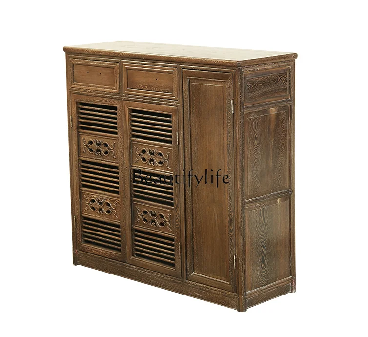 

Rosewood Furniture Locker Log Mortise Chinese Solid Wood Storage Cabinet with Drawer Hallway Cabinet