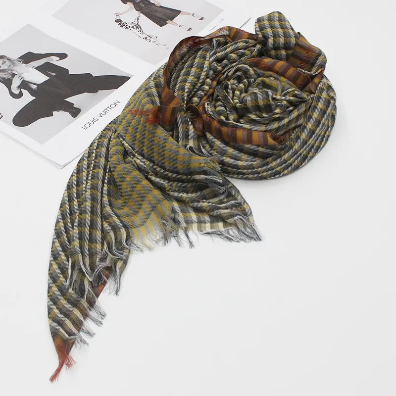

All seasons of the same scarf, fashionable beach towel, cotton gauze scarf, spring and autumn thin striped scarf, tassels