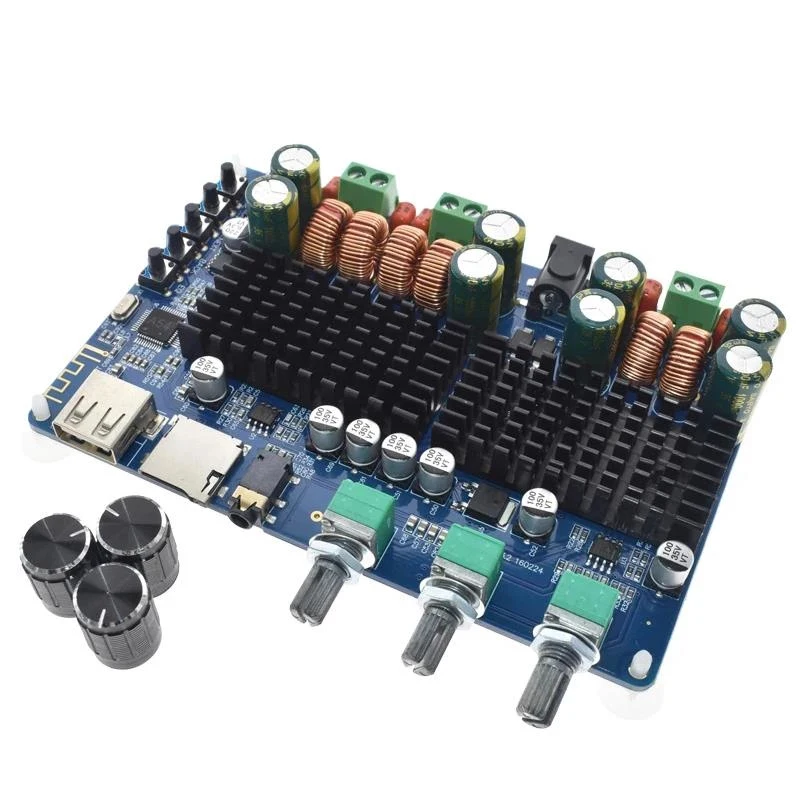 

TPA3116 50w+50w Bluetooth USB TF decoding 2.1 channel digital power amplifier board 2.1 digital power amplifier board