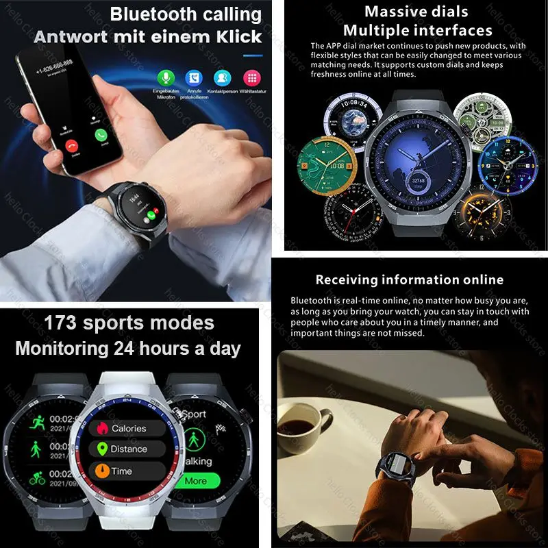 สําหรับHuawei GT 5 Pro Smartwatch 2024 Hello HT32 46 มม.HD AMOLED 4GB ROMเข็มทิศNFC Bluetooth Callนาฬิกาสมาร์ทนาฬิกาผู้ชายPK 3 Plus