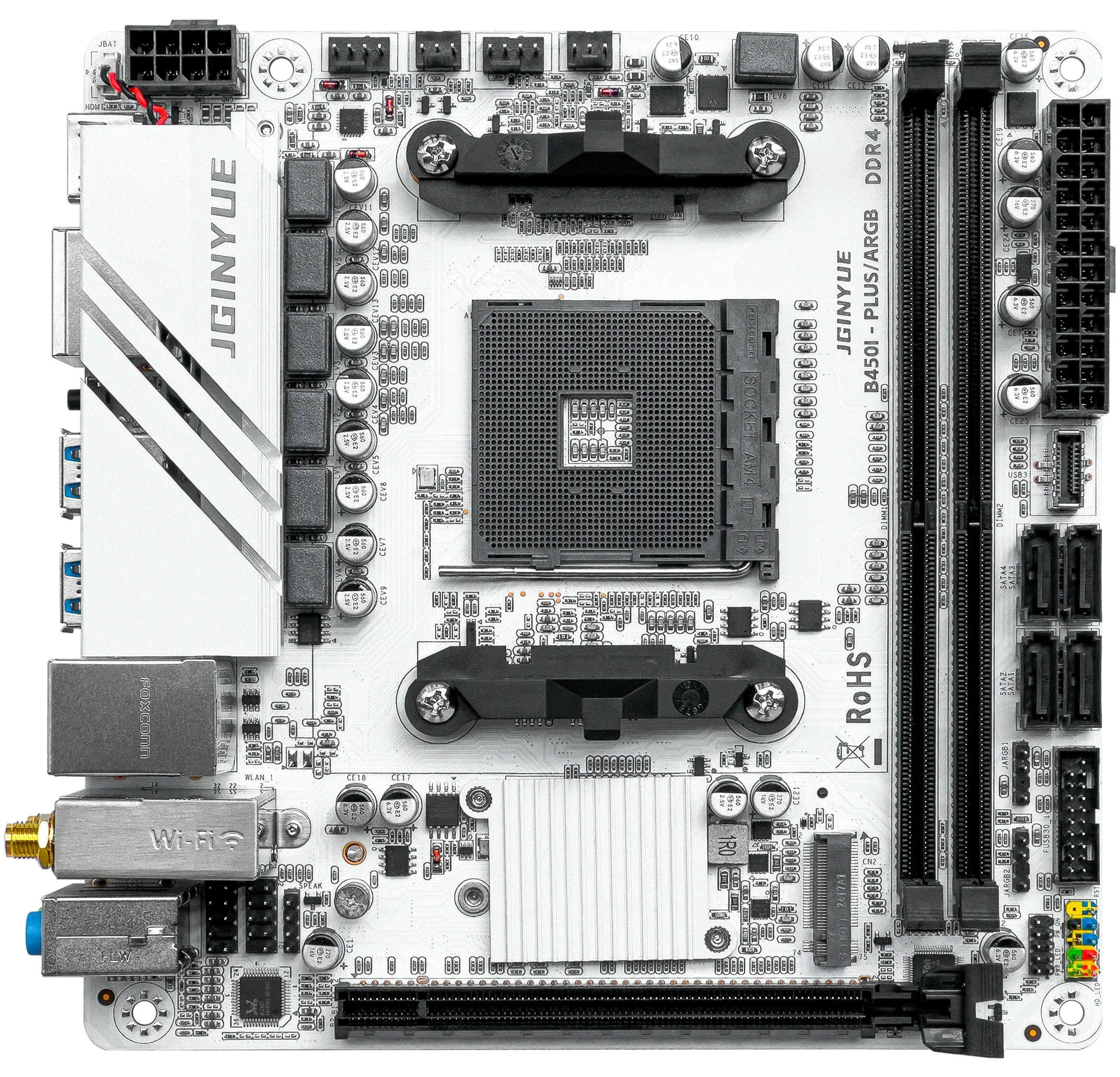 اللوحة الأم JGINYUE AMD AM4 ITX تدعم Ryzen R3 R5 R7 1/2/3/4/5 series CPU DDR4 RAM الكمبيوتر المكتبي PCI-E 3.0 B450I-PLUS ARGB MB