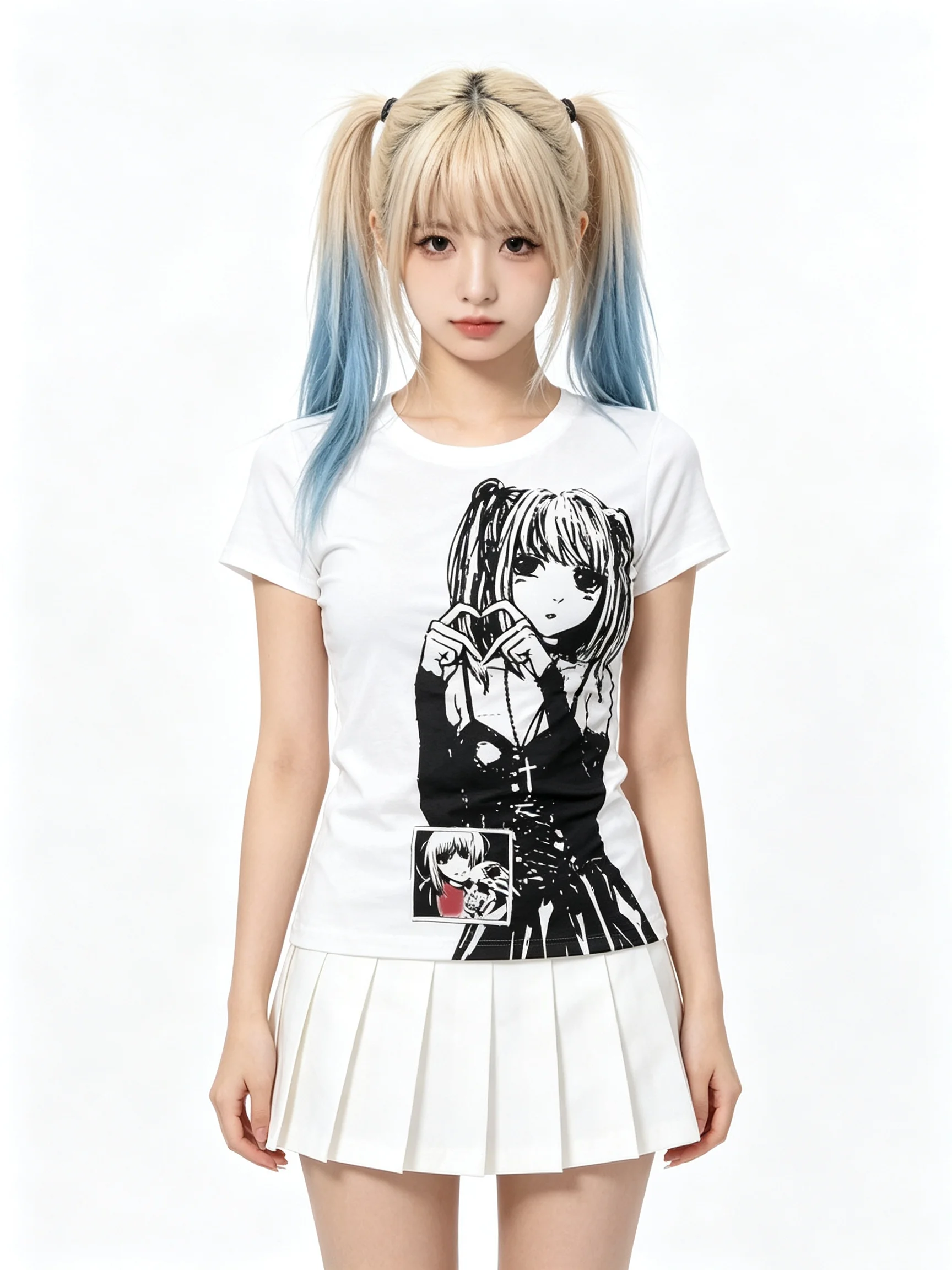 Death Note Misa Amane Heart Hand Anime T Shirt Women Gothic Manga Sketch Print Short Sleeve T-shirt Dark Aesthetic Ladies Graphi