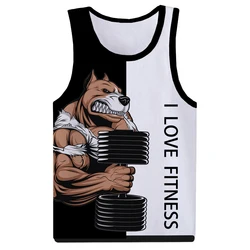 Funny Cartoon Animal Fitness 3D Print Tank Tops Men's Fashion Streetwear Vest Sleeveless Tank Top Bodybuilding Gym Man Clothing