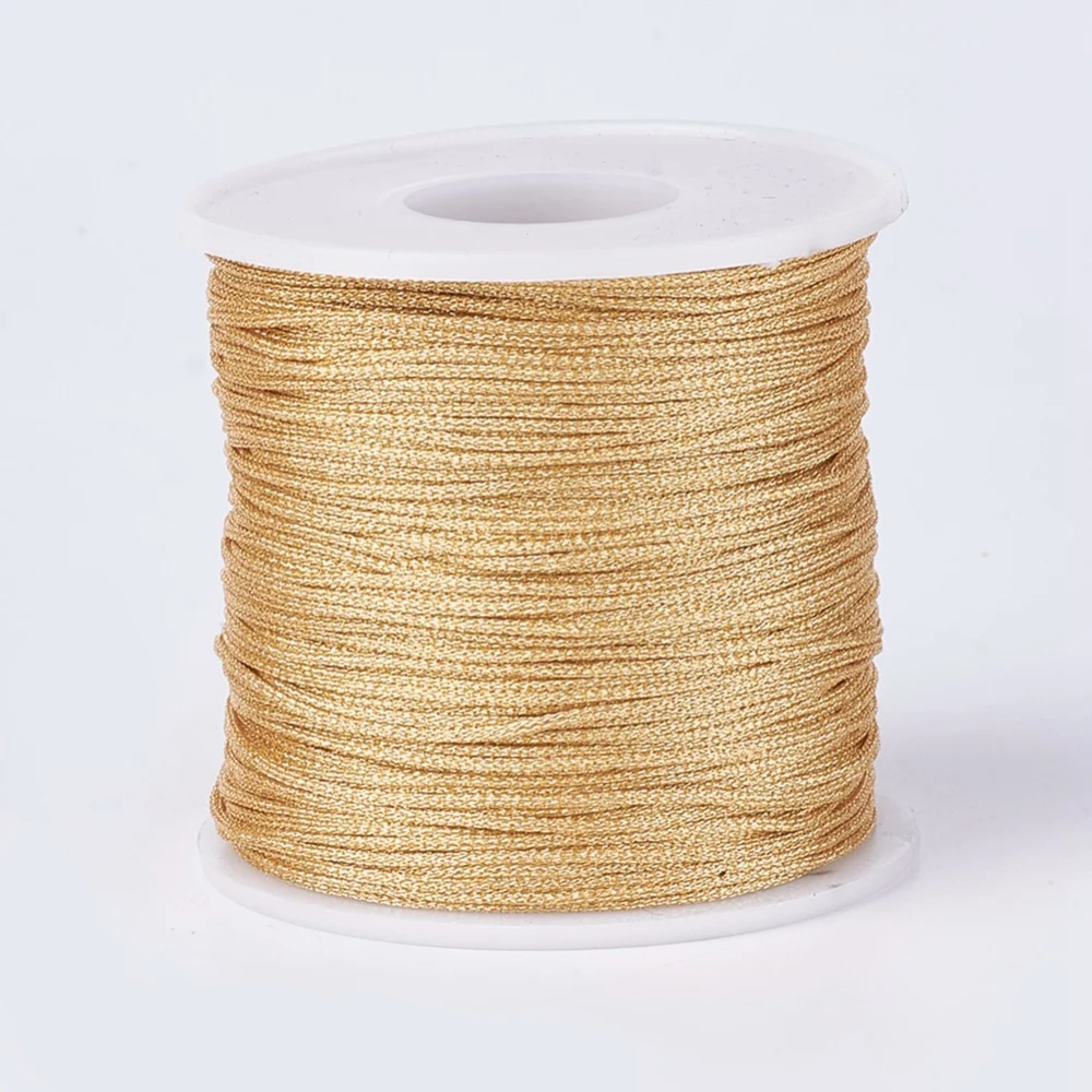 pandahall 100m Resin and Polyester Braided Cord Thread Metallic Cord Beading Bracelets 1mm Macrame Cord for Jewelry DIY Making